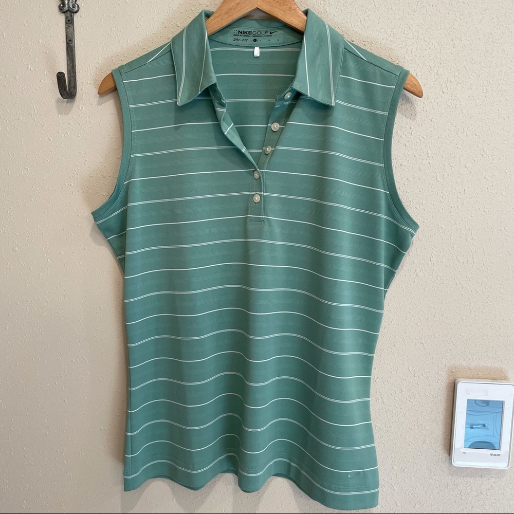 Nike Golf Dri-Fit Sleeveless Striped Polo L